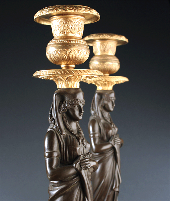 Picture of Rare Pair of French Empire 'Retour d'Egypte' Candlesticks