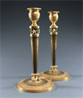 Picture of CA1182 Rare Pair of Galle French Empire Candlesticks