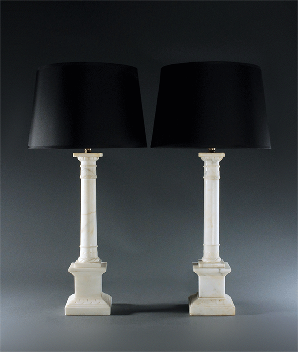 Picture of Mid 20th Century Classical Marble Column Table Lamps