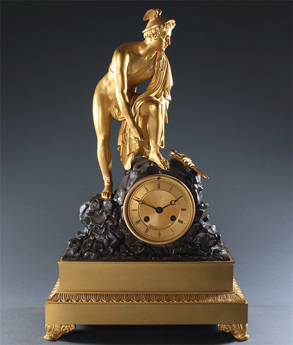 Picture of Early 19thC French Empire Clock of Hermes Tying his Talaria