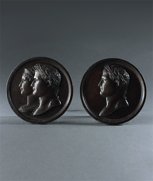Picture of Pair of 19th Century Bronze Plaques of Napoleon and Josephine