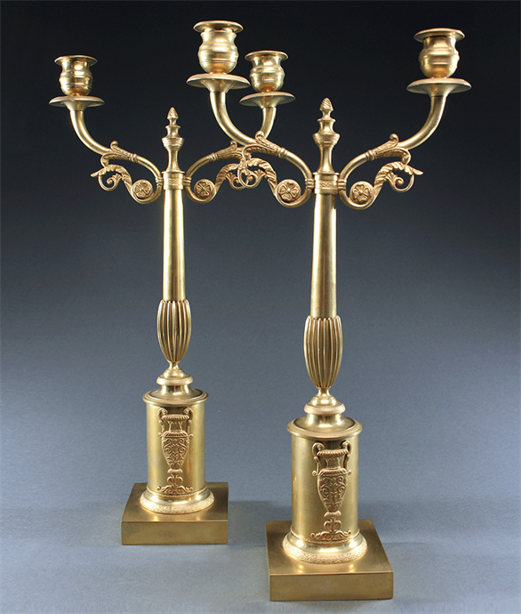 Picture of CA0946 Pair of Early 19th Century Swedish Empire Gilt Bronze Candelabra
