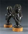 Picture of CA1137 Pair of Bronze Busts of Molière and Rousseau