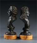 Picture of CA1137 Pair of Bronze Busts of Molière and Rousseau