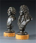 Picture of CA1137 Pair of Bronze Busts of Molière and Rousseau