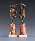 Picture of CA1119 Dancing Faun and Faunesse Statuettes by Moncassin