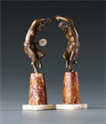 Picture of CA1119 Dancing Faun and Faunesse Statuettes by Moncassin