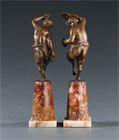 Picture of CA1119 Dancing Faun and Faunesse Statuettes by Moncassin