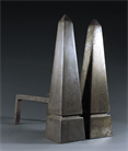 Picture of Substantial pair of Art Deco Egyptian Revival Steel Obelisk Andirons
