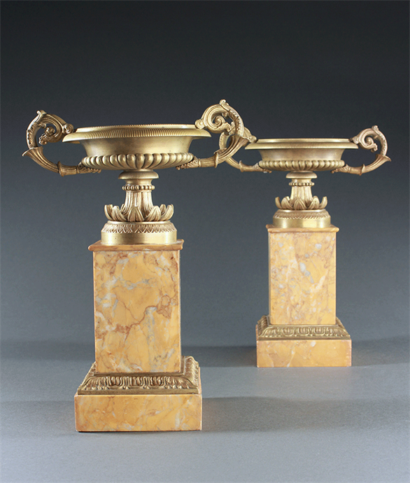 Picture of French Charles X Bronze and Siena Marble Tazzas
