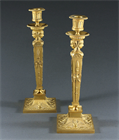 Picture of CA1021 Important Pair of French Empire Retour d'Egypte Candlesticks