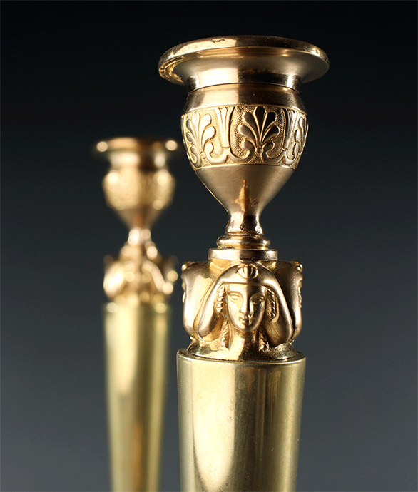 Picture of Pair of French Empire Retour d'Egypte Caryatid Candlesticks