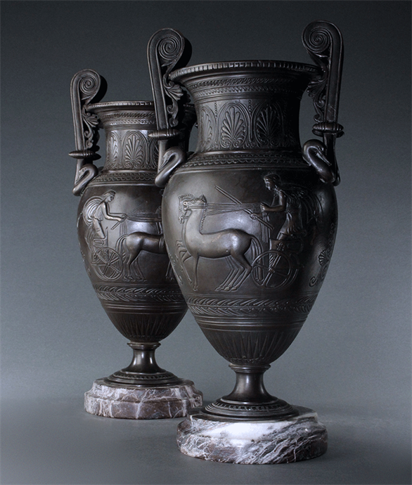 Picture of Pair of Bronze Grand Tour Neo-Grec Velute Kraters