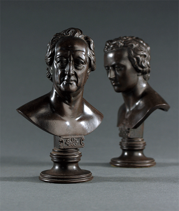 Picture of Rare pair of Berlin Iron Busts of Goethe and Schiller by Leonhard Posch