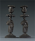 Picture of CA0986 Interesting Pair of Regency Bronze Figural Candlesticks