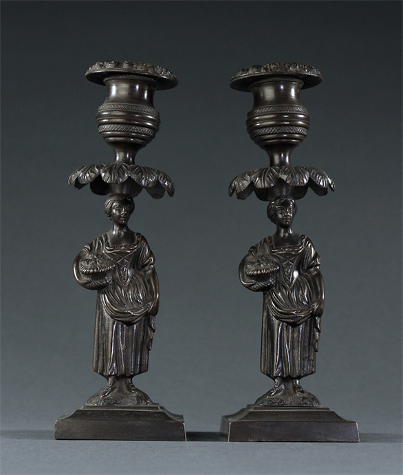 Picture of CA0986 Interesting Pair of Regency Bronze Figural Candlesticks