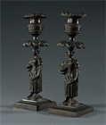 Picture of CA0986 Interesting Pair of Regency Bronze Figural Candlesticks