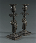 Picture of CA0986 Interesting Pair of Regency Bronze Figural Candlesticks