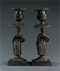 Picture of CA0986 Interesting Pair of Regency Bronze Figural Candlesticks