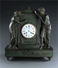 Picture of CA0956 French 19thC. verdigris and patinated bronze Empire clock.