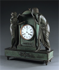 Picture of CA0956 French 19thC. verdigris and patinated bronze Empire clock.