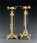 Picture of CA0918 Pair of gilded Grand Tour oil lamps, after the antique