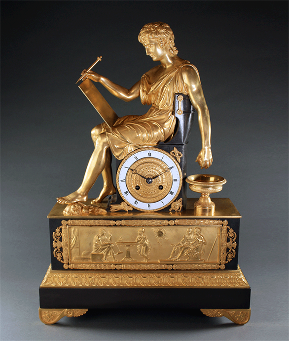 Picture of Rare French Empire Alexander the Great Mantel Clock in Rose Gold