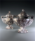 Picture of CA0298 Rare pair of Breccia Medicea Marble Neoclassical Lidded Urns