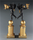 Picture of French Empire 'Garde à Vous' ormolu and patinated bronze candelabra 