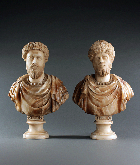 Picture of Pair of Grand Tour Busts Marcus Aurelius and Lucius Verus