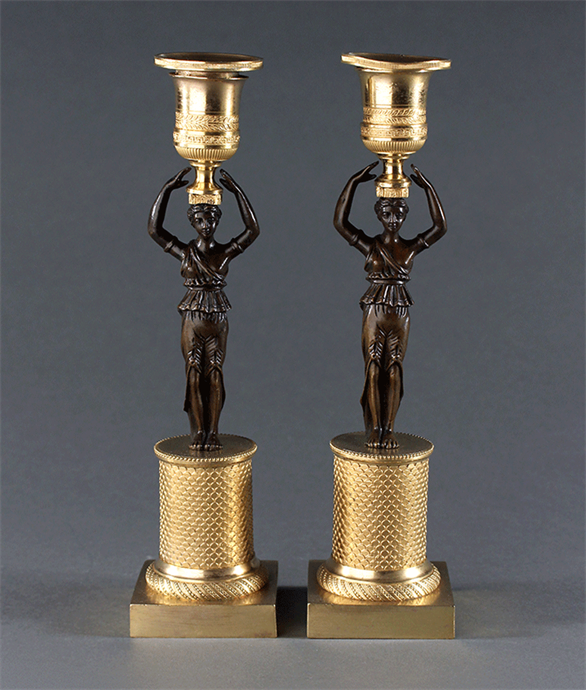 Picture of Pair of French Empire Caryatid Candlesticks