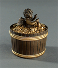 Picture of CA0399 French Empire Inkwell of Cupid in a Barrel of Grapes