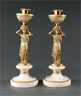 Picture of Pair of English Regency Gilt Bronze and Marble Neoclassical candlesticks