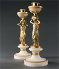 Picture of CA0853 Pair of English Regency Gilt Bronze and Marble Neoclassical candlesticks