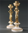 Picture of Pair of English Regency Gilt Bronze and Marble Neoclassical candlesticks