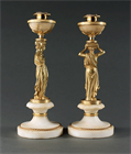 Picture of Pair of English Regency Gilt Bronze and Marble Neoclassical candlesticks
