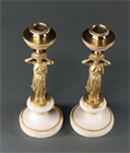 Picture of Pair of English Regency Gilt Bronze and Marble Neoclassical candlesticks