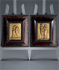 Picture of Pair of Neoclassical Relief Gilt Plaques with Faux Tortoiseshell Frames