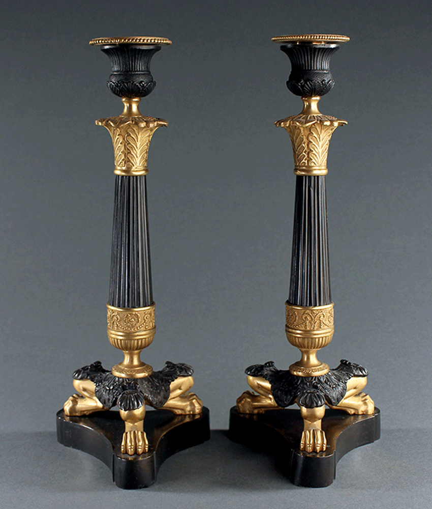 Fine pair of early 19th Century French Empire candlesticks.