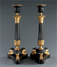 Picture of Fine pair of early 19th Century French Empire candlesticks