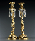 Picture of CA0817 Very Unusual Rococo 'Au Bon Sauvage' Lustre Candlesticks 