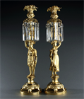 Picture of CA0817 Very Unusual Rococo 'Au Bon Sauvage' Lustre Candlesticks 
