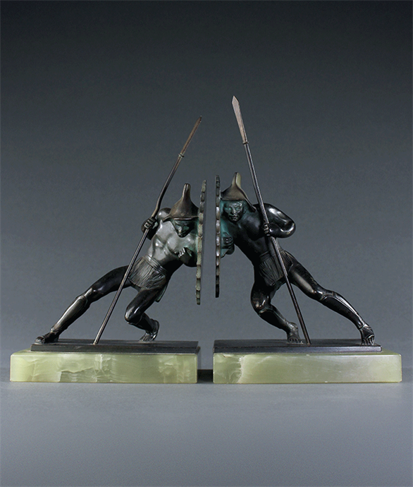 Picture of Rare Austrian Art Deco 'Gladiator' Bookends Signed Bruno Zach