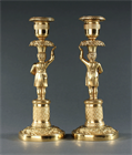 Picture of CA0807 Pair of French Empire Putti Floral Candlesticks