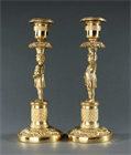 Picture of CA0807 Pair of French Empire Putti Floral Candlesticks