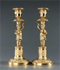 Picture of CA0807 Pair of French Empire Putti Floral Candlesticks