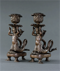 Picture of CA0810 Late 19th Century Renaissance Style Triton Candlesticks