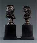 Picture of CA0783 Rare Pair of Bronze Busts of Beranger and his Muse Lisette