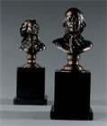 Picture of CA0783 Rare Pair of Bronze Busts of Beranger and his Muse Lisette