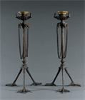 Picture of CA0785 Unusual Pair of Neo Pompeian candlesticks after the antique